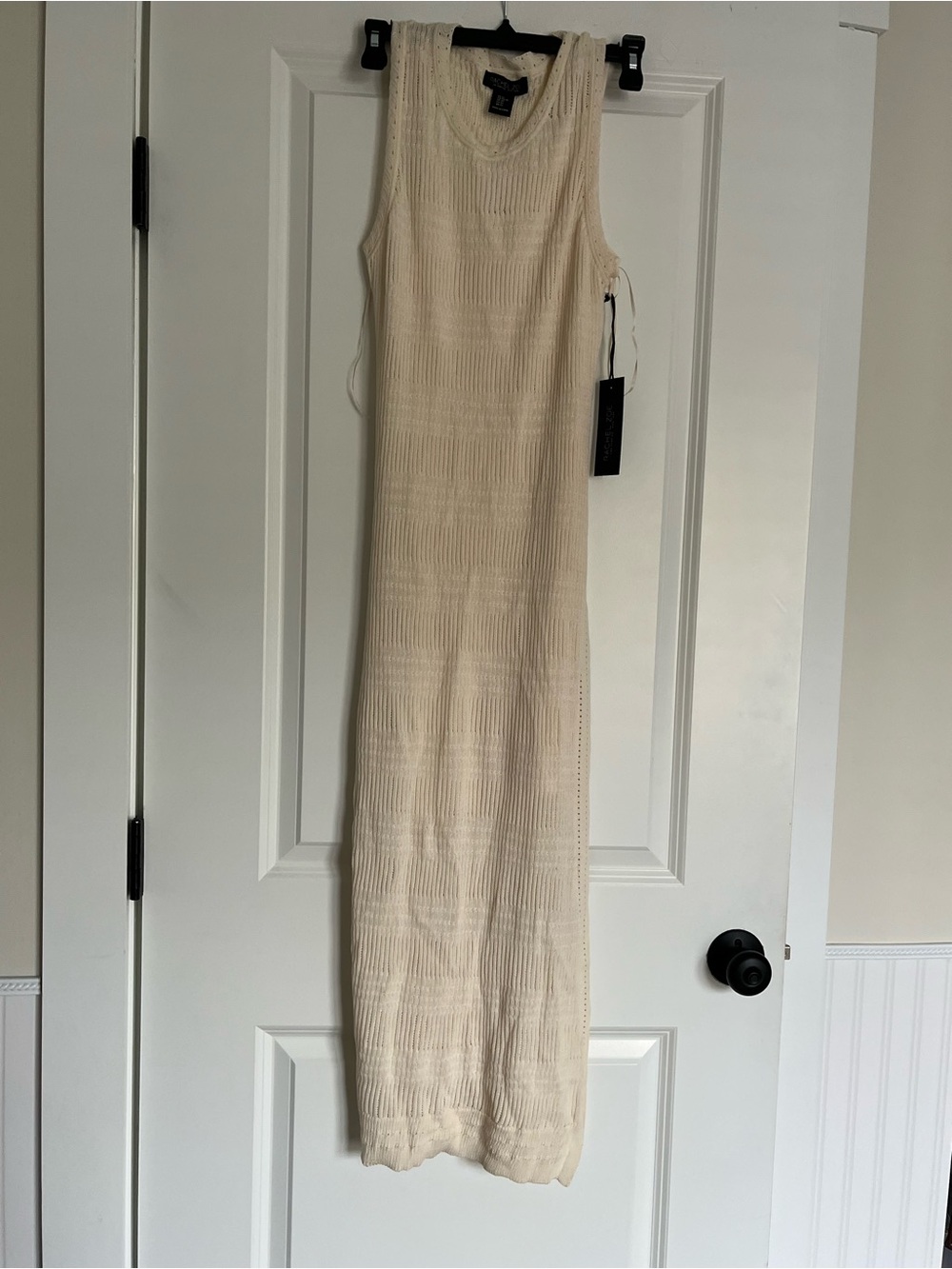 Rachel Zoe Cream Ribbed Sleeveless Maxi Dress